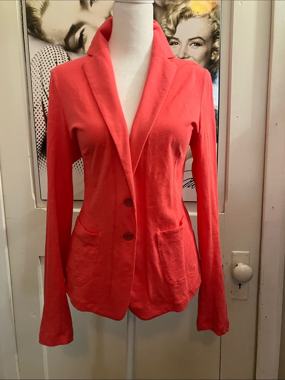 Sandwich- Women’s Coral Single-Breasted Blazer Jacket 100% cotton